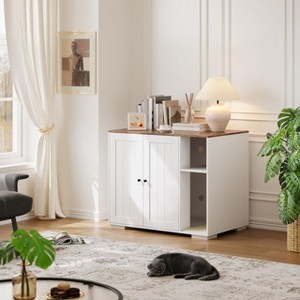 Cat Litter Box Enclosure, Large Cat Robot 4 Furniture Cabinet with ...