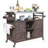Ridstar 50.25 in. W Solid Wood Outdoor Kitchen Island with Stainless Steel Countertop, Spice Rack & Towel Rack-Dark Brown - 4 of 4