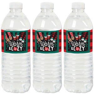 Big Dot of Happiness Christmas Pajamas - Holiday Plaid PJ Party Water Bottle Sticker Labels - Set of 20 - 1 of 4