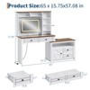 Makeup Vanity Desk with Touch Mirror, 5-Drawer Dressing Table with Glass Top and 6 Shelves, Antique White for Bedroom - 2 of 4