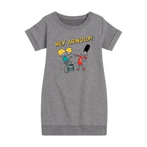 - Hey Arnold! - Best Buds Graphic Short Sleeve Fleece Dress - 1 of 4