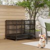 42.5 Inches Folding Dog Crate with Wheels, Large Heavy Duty Metal Dog Kennel - 2 of 4