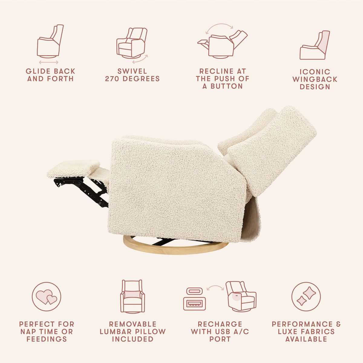 Babyletto Kiwi Electronic Recliner and Swivel Glider with USB port - thumbnail 4