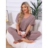 INSPIRE CHIC Womens Lounge Casual Ribbed Knit Short Sleeve Drawstring Pants Pajama Set with Pockets - 4 of 4