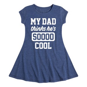 Girls' - Instant Message - Cool Dad He Thinks Fit & Flair Cap Sleeve Graphic Dress - 1 of 4