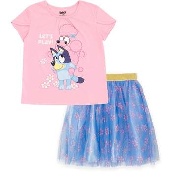 Bluey Coco Floral Baby Girls T-Shirt and Tulle Mesh Skirt Infant