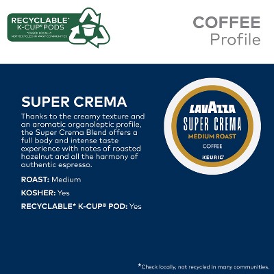 Lavazza Super Crema Medium Roast Keurig K-Cup Coffee Pods - 22ct