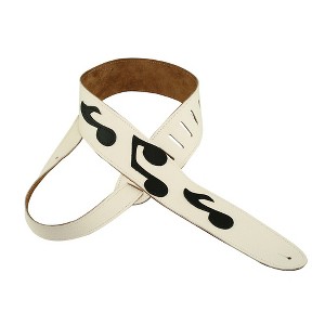 Perri's 2.5" Italian Leather Guitar Strap With Music Note White/Black - 1 of 1