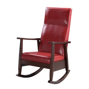 Rubber Wood and Plywood Rocking Chair with Tight Cushions, Curved Rocker Rails and Foam Padding for Living Room - 1 of 4