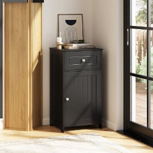 Munora Single Door Bathroom Cabinet with Adjustable Shelf and Drawer, 17" x 13.5" x 30.5" - 1 of 4