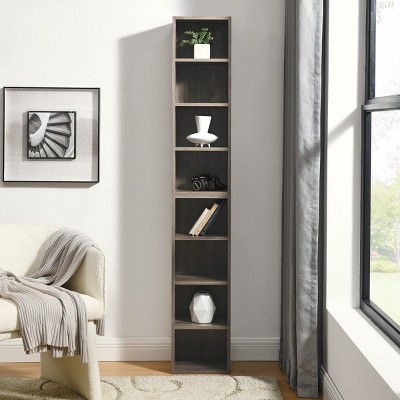 8-Tier Media Tower Rack, CD DVD Slim Storage Cabinet with Adjustable Shelve, Tall Narrow Bookcase Multi-Functional Double-Decker Bookcase-The Pop Home