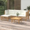 vidaXL Garden Lounge Set Bamboo natural , Cream white Bamboo, 100% polyester - 2 of 4