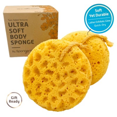 Spongentle Dual-Sided Body Sponge Loofah, Ultra Soft & Exfoliating for Gentle Daily Shower Use