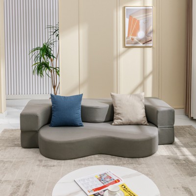 Mjkone Convertible Folding Sofa Bed with Memory Foam | Faux Leather Futon Couch for Living Room, Guest Room & Bedroom - Portable, Space-Saving