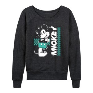 Women's - Disney - Mickey & Friends Lightweight French Terry Wide Neck Long Sleeve Shirt - 1 of 4