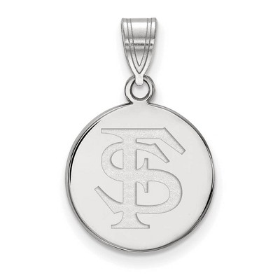 Black Bow Jewelry 10k White Gold Florida State Seminoles NCAA Medium Pendant