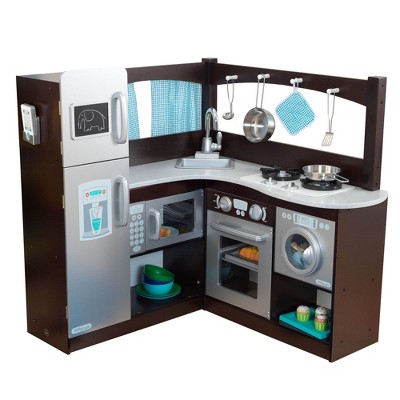 corner wooden play kitchen