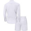 Men's 2 Piece sets beach outfits Summer casual Linen Sets Henley Shirts and Shorts - 2 of 4