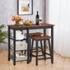 Tangkula 3 PCS Dining Table Set Counter Height Dining Set with 3-Tier Storage Shelf&2 Saddle Stools Walnut - 3 of 4