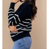 Women's Striped 1/4 Zip Sweater - White Birch - 3 of 4