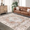 Washable Vintage Rug Non Slip Low Pile Rug Soft Retro Medallion Distressed Throw Floor Cover Foldable Indoor Carpet for Living Room Bedroom Playroom - 3 of 4