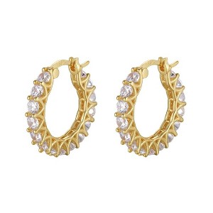 Hollywood Sensation Radiant Glamour Huggie Hoop Earrings Embellished with Sparkling Cubic Zirconia .75 Inches - 1 of 3