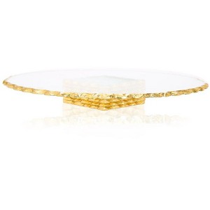 Classic Touch Stacked Glass Cake Stand with Gold Edge - 1 of 3