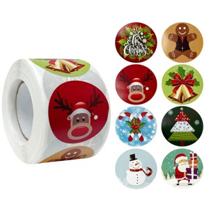 Wrapables Christmas Stickers Label Roll, Holiday Stickers for Sealing Cards, Envelopes, Gift Boxes, Festive Party Favors (500 pcs), Festive - 1 of 4