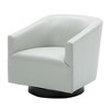 Faux Leather Wood Base Swivel Chair with Solid Wood Frame, Foam Cushion, and Transitional Styling - 4 of 4