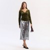 Women's Velvet Wrap Top - A New Day™ Forest Green - 4 of 4