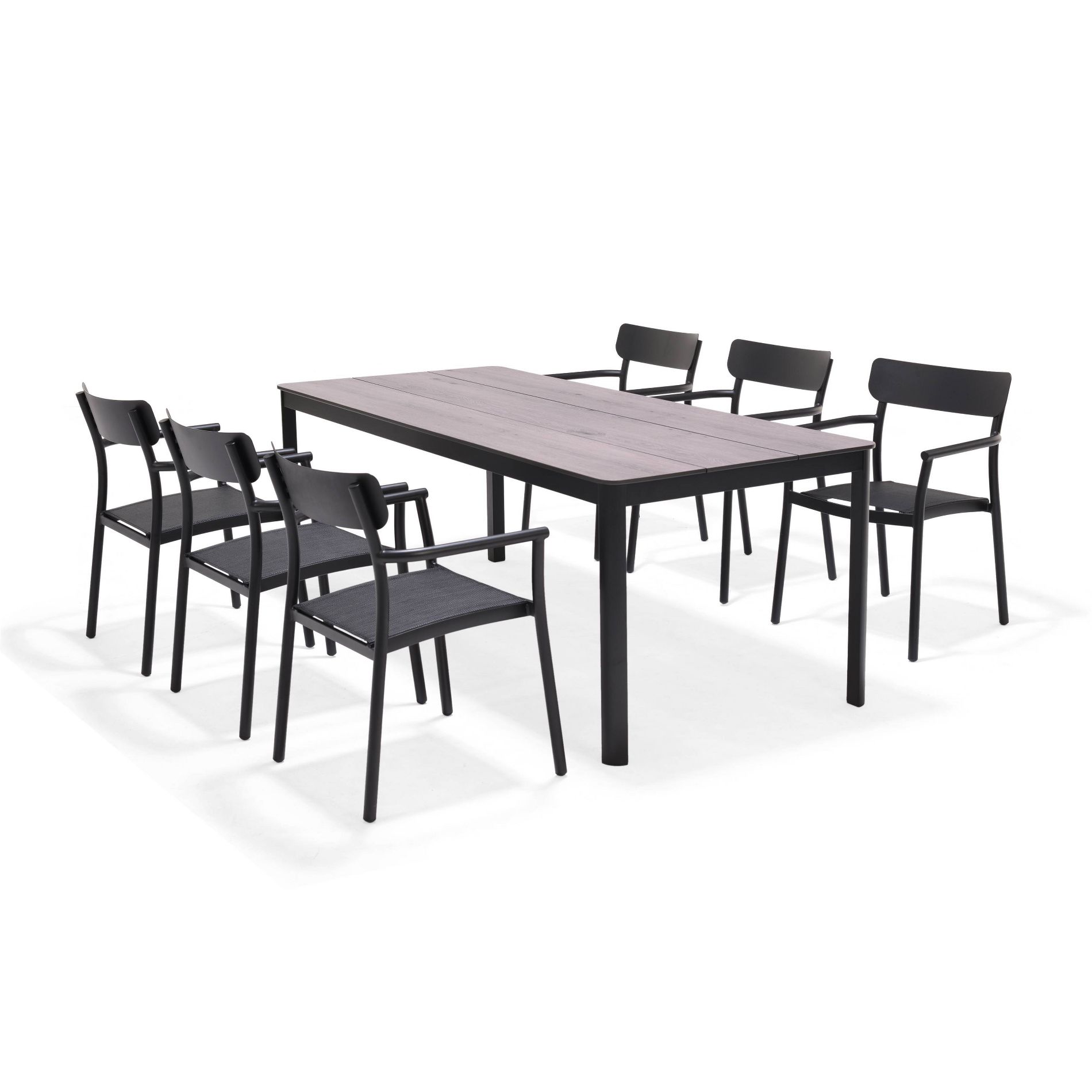 Amazonia Axe 7pc Aluminum Rectangular Patio Dining Set Black