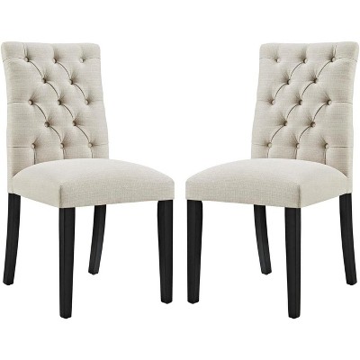 Modway Duchess Dining Chair Fabric Set of 2 - Beige