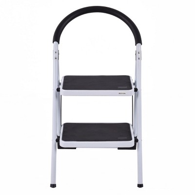 Heavy Duty White and Black 2-Step Foldable Ladder