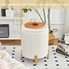 KTMBDW Round Ottoman Foot Stool with Storage and Metal Legs, Velvet Upholstered Footrest Stool Support 300lbs for Living Room Bedroom - 3 of 4
