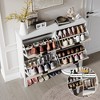 Coolmee Shoe Cabinet with 4 Flip Drawers, Fluted Shoe Organizer with Metal Legs, Freestanding Narrow Shoe Rack for Entryway, Foyer, Hallway - 4 of 4