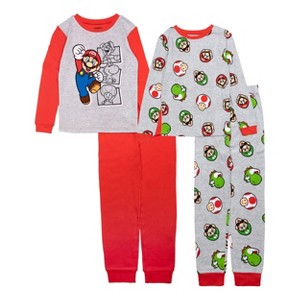 Super Mario Little/Big Boys' 4-Piece Cotton Pajama Set - 1 of 4