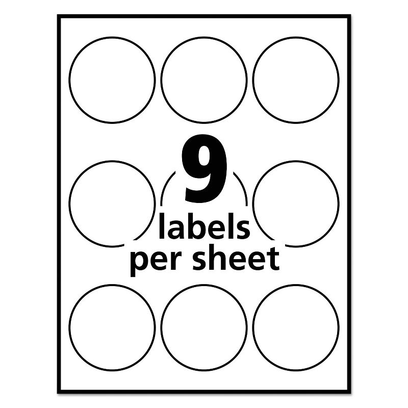 Avery Durable White Round ID Labels 2 1/2" dia. White 72/Pk 22856, 2 of 10
