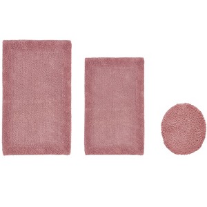 Edge Bath Rug 100% Premium Cotton Ultra-Soft Water Absorbent Tufted Solid Reversible 3 Piece Bathroom Rug Set for Machine Washable Bathmat - 1 of 4