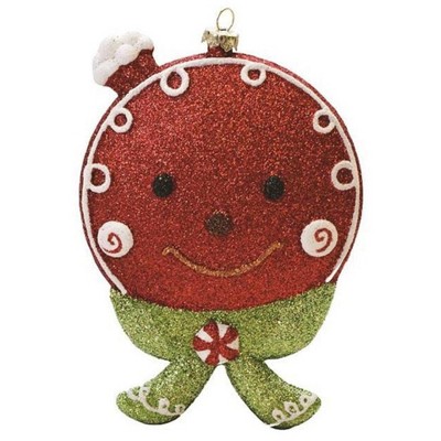 Northlight 5.5" Red and Green Glittered Shatterproof Gingerbread Head Christmas Ornament