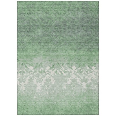 HomeRoots 3' X 5' Green And Ivory Damask Washable Indoor Outdoor Area Rug