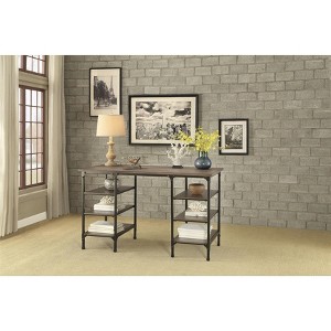 PAGED Computer Desk, Simple Modern Home Office Desk with 6 Open Shelves and Wooden Desktop for Office, Study - 1 of 4