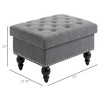 Aghana Digitals 25" Gray Storage Ottoman Bench with Linen-Touch Fabric, Tufted Lid, Rubberwood Legs BT991-1 25.00×17.80×17.00 in - 3 of 4