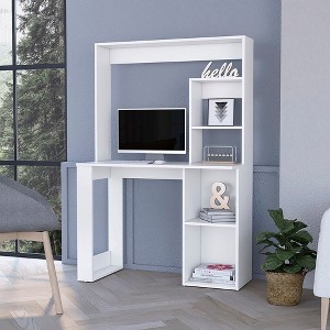 NicBex Home Office Desk 17.72" L Modern Writing Desk with 5-Layer Storage Shelves and Wooden Desktop for Office, Study, Living Room - 1 of 4