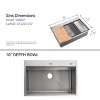 DOMETOUR Stainless Steel Kitchen Sink, 33″x22″ Single Bowl, Overmount Handmade Sink in Brushed, with Cutting Board, Colander, Grid, LS-SSBR01 - 3 of 4