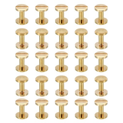 Unique Bargains Brass Rust-proof Durable Leather Belt Scrapbook Binding Chicago Screws 25 Sets
