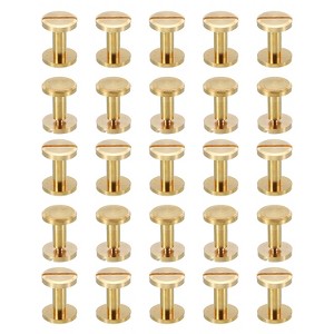Unique Bargains Brass Rust-proof Durable Leather Belt Scrapbook Binding Chicago Screws 25 Sets - 1 of 4