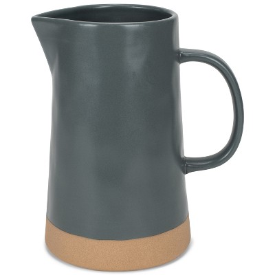 Nat & Jules Large Raw Bottom Matte Grey 48 ounce Ceramic Pitcher Jug