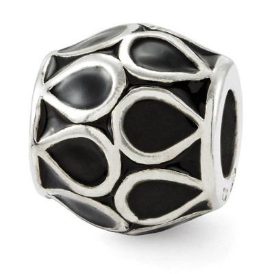 Black Bow Jewelry Sterling Silver Black Enameled Tear Bali Bead Charm