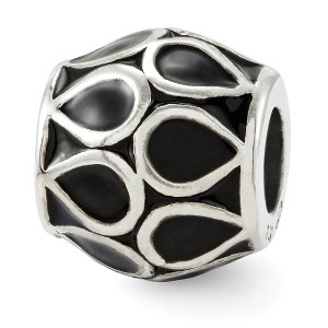 Black Bow Jewelry Sterling Silver Black Enameled Tear Bali Bead Charm - 1 of 3
