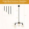 Matte Black 3-Light Farmhouse Chandelier with Clear Cylinder Glass Shades Adjustable Height for Dining Room Kitchen Island Living Room - 3 of 4